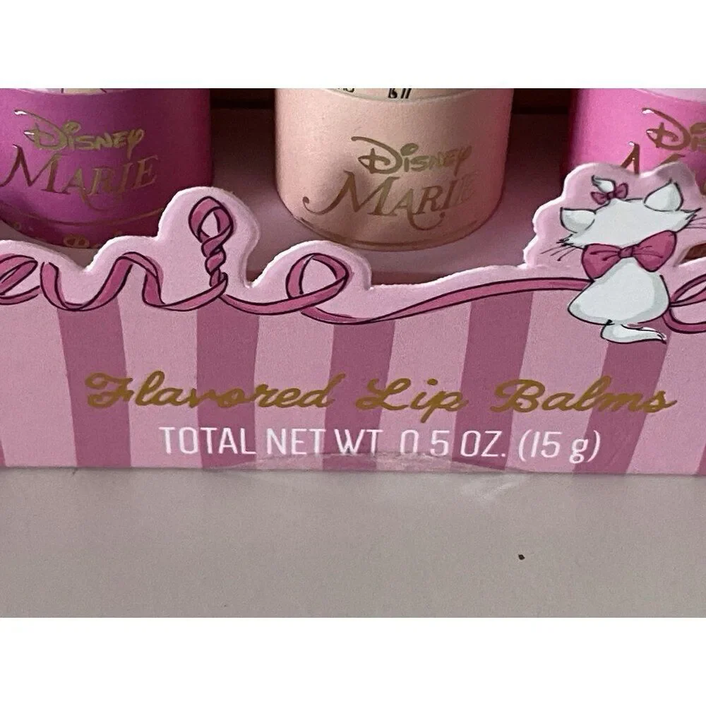Set Of 4 Disney THE ARISTOCATS MARIE Lip Balm Set‎ Berry Flavored Pink NEW